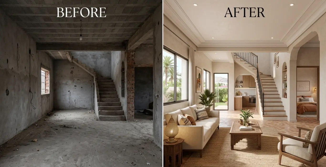 Villa à Agadir, avant et après notre intervention